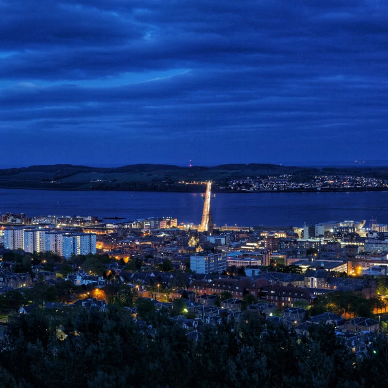 Looking over Dundee at night